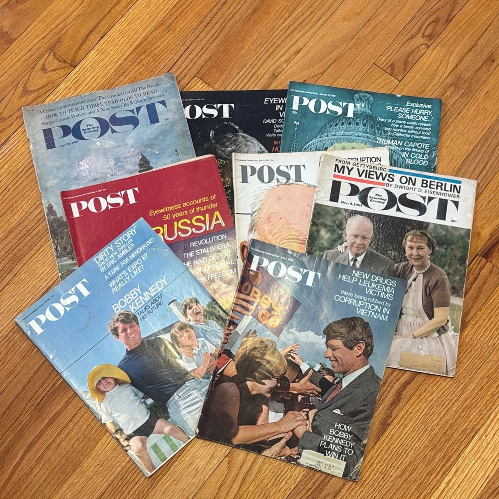 Vintage Lot of 7 Saturday Evening Post Magazines JFK RFK Eisenhower History